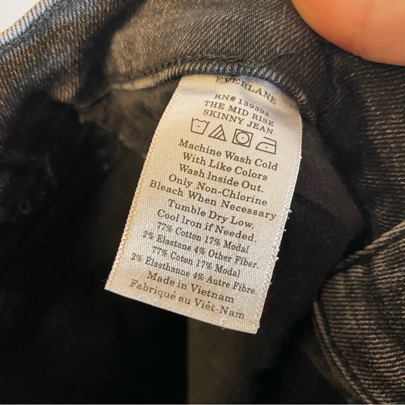 Everlane Mid Rise Skinny Jean Washed Black Grey Denim Comfortable - Picture 11 of 12